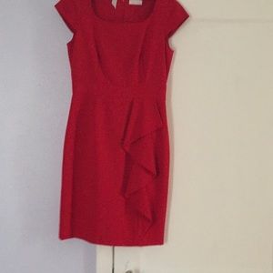 Calvin Klein red dress with ruffle